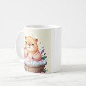 Capybara Bubbelbad Ontspan Je Sticker Koffiemok (Voorkant links)