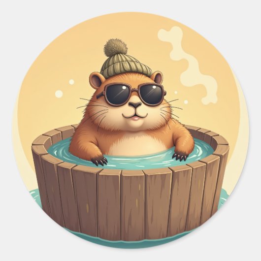 Capybara Bubbelbad Ontspan Je Vibes Sticker Capyba (Voorkant)