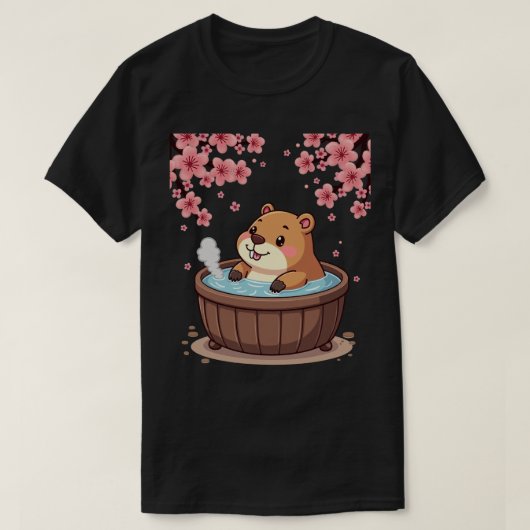 Capybara Bubbelbad Ontspanning Kawaii Sticker Cott T-shirt (Design voorkant)