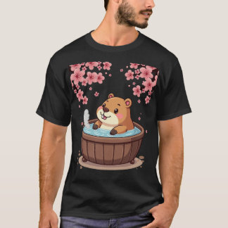 Capybara Bubbelbad Ontspanning Kawaii Sticker Cott T-shirt