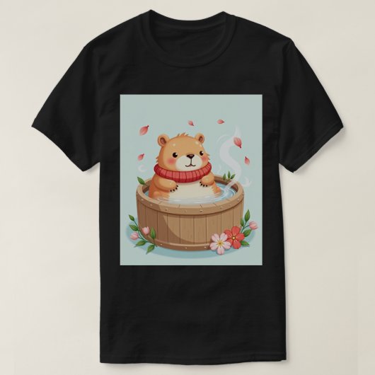 Capybara Bubbelbad Ontspanning Kawaii Sticker Knus T-shirt (Design voorkant)