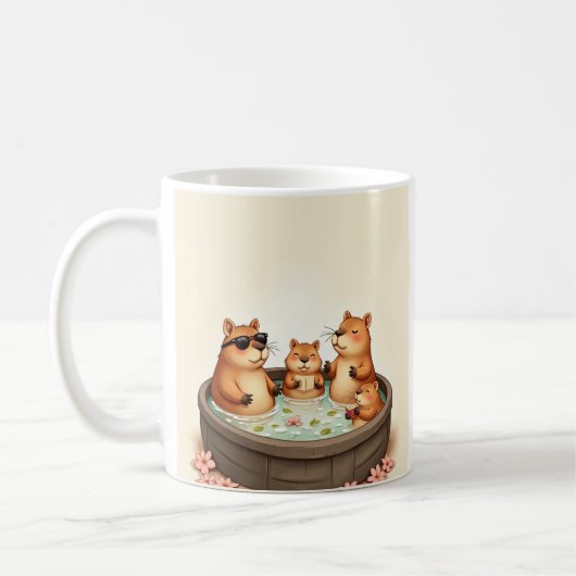 Capybara Bubbelbad Ontspanning Kersenbloesem Thee Koffiemok (Links)