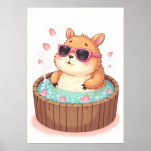 Capybara Bubbelbad Ontspanning Sticker Capybara Sf Poster (Voorkant)