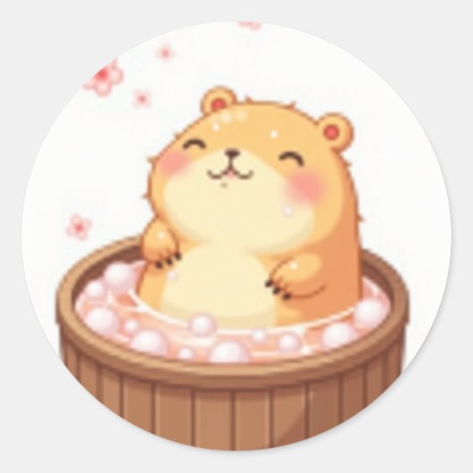 Capybara Bubbelbad Ontspanning Sticker Capybara Sp (Voorkant)
