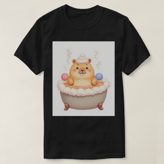 Capybara Bubbelbad Ontspanning Sticker - Chille Vi T-shirt (Design voorkant)