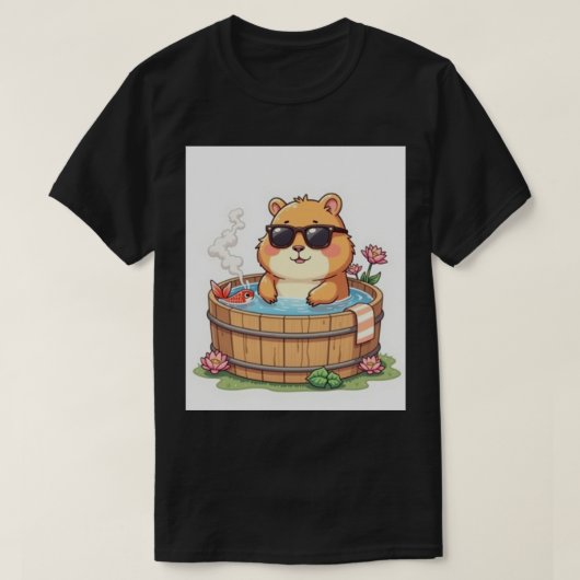 Capybara Bubbelbad Ontspanning Sticker Kawaii Dier T-shirt (Design voorkant)