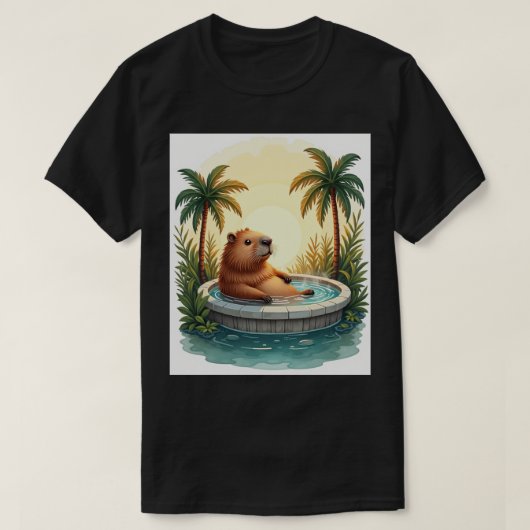 Capybara Bubbelbad Ontspanning Sticker Voor Chill T-shirt (Design voorkant)
