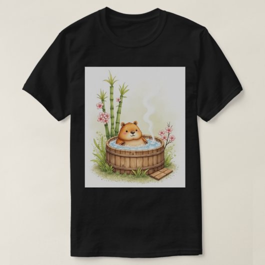 Capybara Bubbelbad Ontspanning Waterverf Sticker T-shirt (Design voorkant)