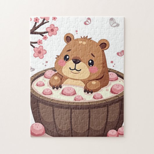 Capybara Bubbelbad Ontspanningsbadbommetjes Kersen Legpuzzel (Verticaal)