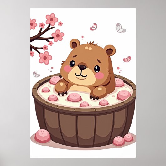 Capybara Bubbelbad Ontspanningsbadbommetjes Kersen Poster (Voorkant)