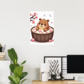 Capybara Bubbelbad Ontspanningsbadbommetjes Kersen Poster (Thuiskantoor)