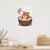 Capybara Bubbelbad Ontspanningsbadbommetjes Kersen Poster (Keuken)