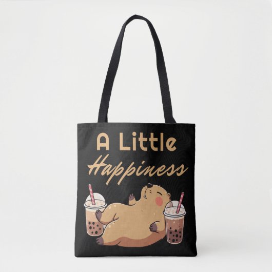 Capybara Bubble Tea Schattigee Canvas tas (Voorkant)