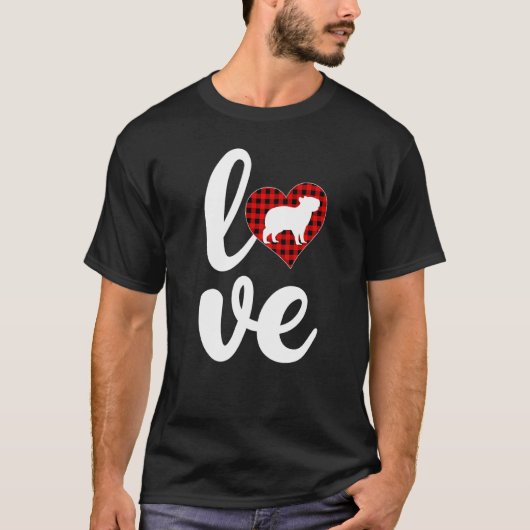 Capybara Buffalo Plaid Love Capybara Valentine S D T-shirt (Voorkant)