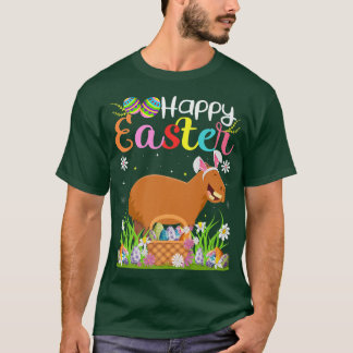 Capybara Bunny Egg Hunting Funny Capybara Happy Ea T-shirt