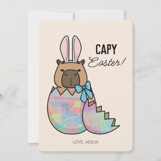 Capybara Bunny Hatching Easter Feestdagenkaart (Voorkant)