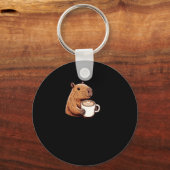 Capybara Cafetero geniet van een latte met kunstst Sleutelhanger (Voorkant)