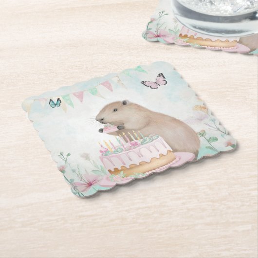 Capybara Cakefest Kinder partij papier Onderzetter (Gebogen)