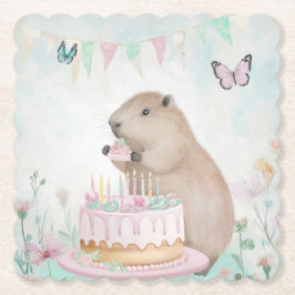 Capybara Cakefest Kinder partij papier Onderzetter
