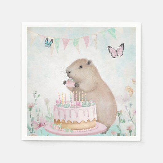 Capybara Cakefest Kinder partij Papieren servetten (Voorkant)