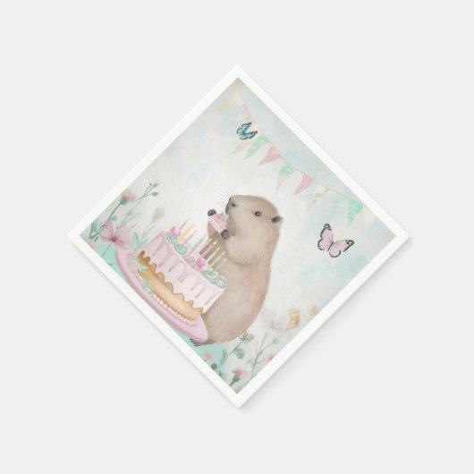 Capybara Cakefest Kinder partij Papieren servetten (Hoek)