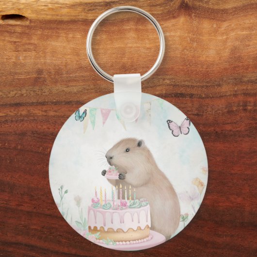 Capybara Cakefest Kinder Partij Sleutelhanger (Achterkant)