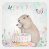 Capybara Cakefest Kinder Partij Sticker (Voorkant)