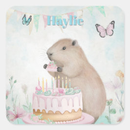 Capybara Cakefest Kinder Partij Sticker Blauw Cust