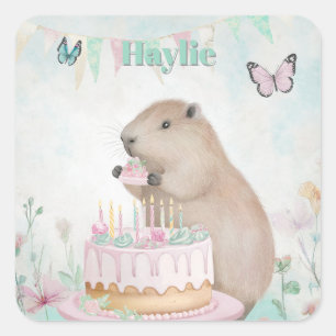 Capybara Cakefest Kinder Partij Sticker Green Cust