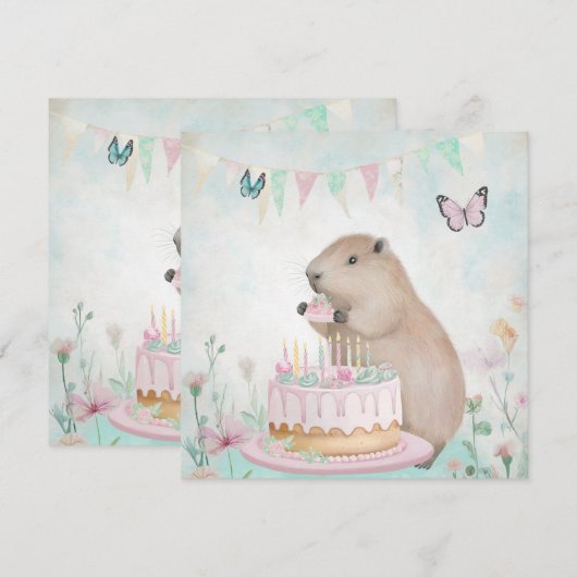 Capybara Cakefest Kinder Wenskaart (Voorkant / Achterkant)