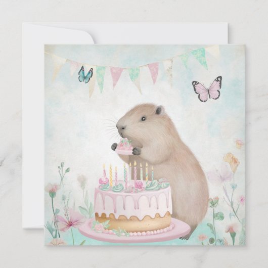 Capybara Cakefest Kinder Wenskaart (Voorkant)
