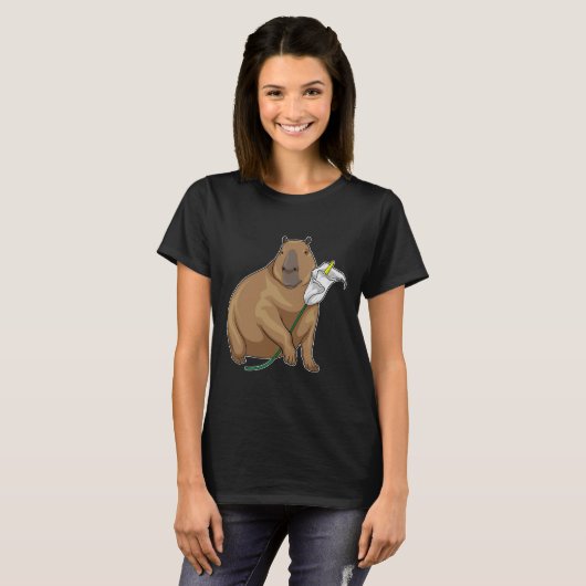 Capybara Calendula Flower T-shirt (Voorkant volledig)