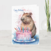Capybara + Candles Cake - "Cappy" Happy Birthday Kaart (Voorkant)
