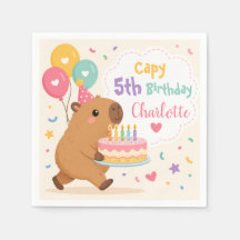 Capybara Capy 5e verjaardag meisje naam Roze cake