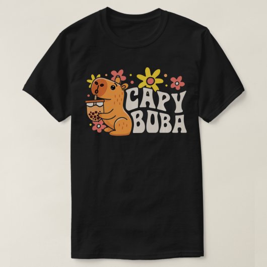 Capybara Capy Boba Bubble Melk Thee Grappig knaagd T-shirt (Design voorkant)
