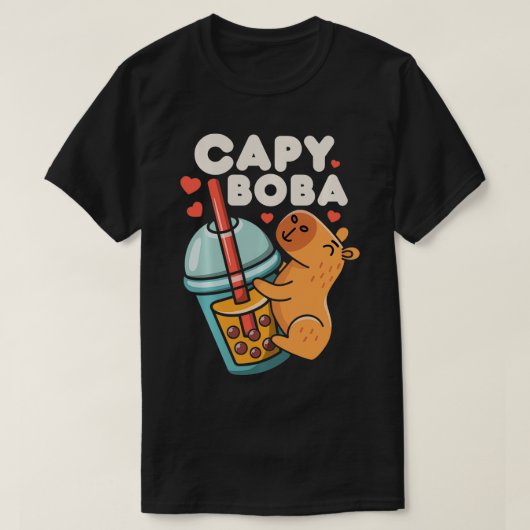 Capybara Capy Boba Bubble Melk Thee Grappig knaagd T-shirt (Design voorkant)