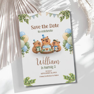 Capybara Capy Feestje Schattige Blauwe Kawaii Jong Save The Date