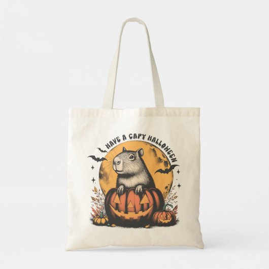 Capybara Capy Halloween Funny Capy-Boo-Ra Schattig Tote Bag (Achterkant)
