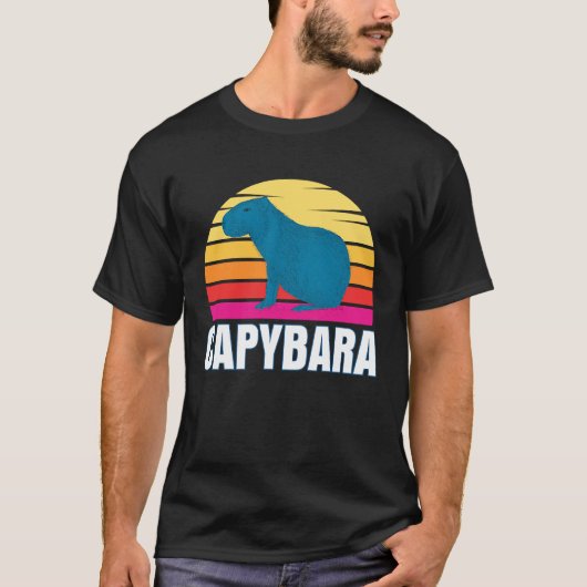 Capybara  Capybara  Rodent Pet Animal Sunset T-shirt (Voorkant)