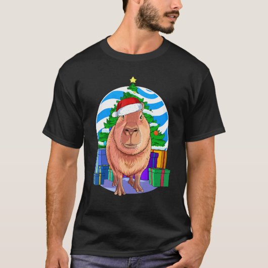 Capybara Cavy Cute Santa-kerstboomdecor T-shirt (Voorkant)