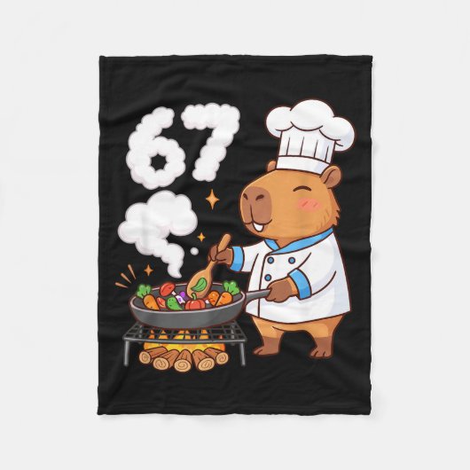 Capybara Chef 67 Six Seven Funny Brain Rot Meme Gr Fleece Deken (Voorkant)