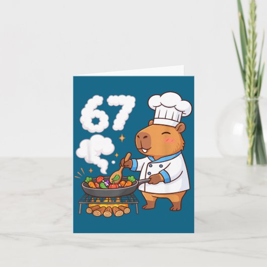 Capybara Chef 67 Six Seven Funny Brain Rot Meme Gr Kaart (Voorkant)
