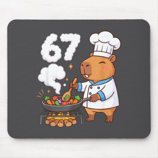 Capybara Chef 67 Six Seven Funny Brain Rot Meme Gr Muismat (Voorkant)