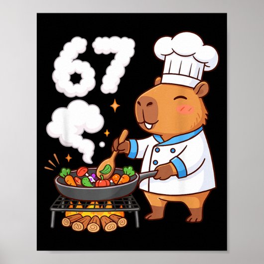 Capybara Chef 67 Six Seven Funny Brain Rot Meme Gr Poster (Voorkant)