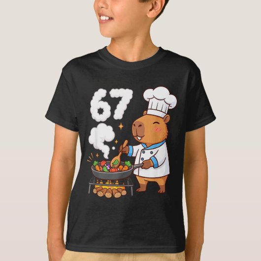 Capybara Chef 67 Six Seven Funny Brain Rot Meme Gr T-shirt (Voorkant)