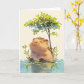 Capybara Chille Dip Kaart (Gele Bloem)