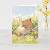 Capybara Chillen Kaart (Gele Bloem)