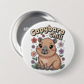 Capybara Chillen Ronde Button 7,6 Cm (Voorkant /achterkant)