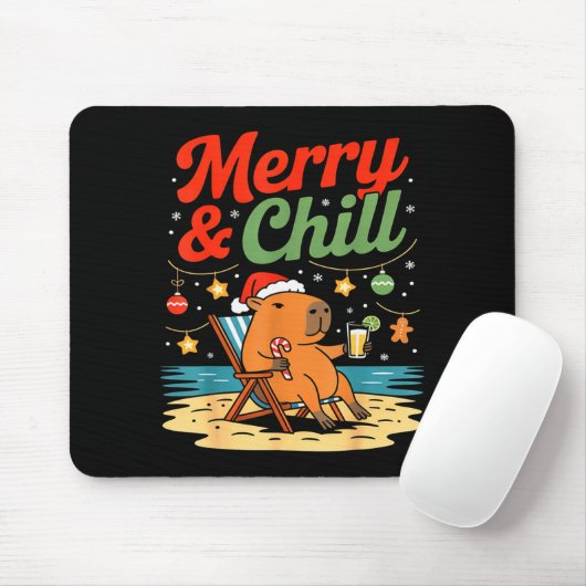 Capybara Christmas Holiday Beach Vibes Merry And C Muismat (Met muis)