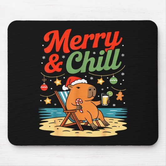 Capybara Christmas Holiday Beach Vibes Merry And C Muismat (Voorkant)